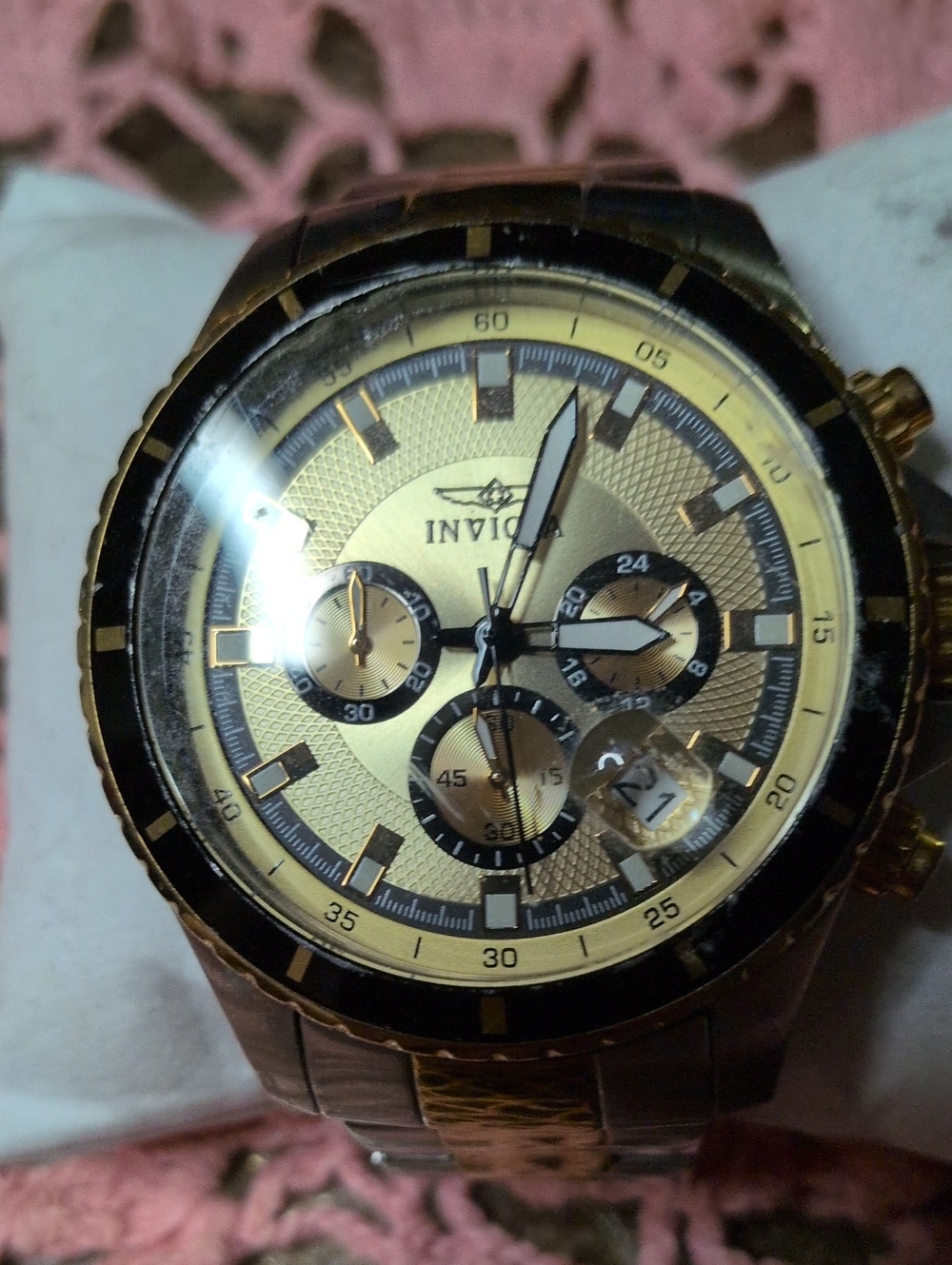 Invicta Gold and Black Men's Chronograph Watch